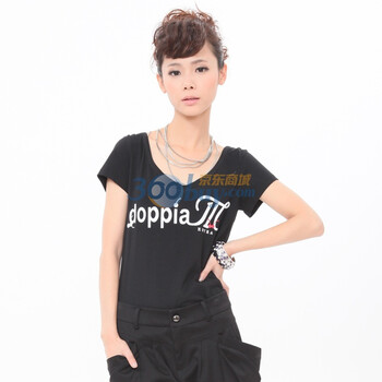 音曲女装 秋冬新品 时尚短袖T恤 ECQZT3055 黑色 XL