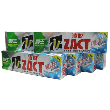 狮王牙膏ZACT渍脱牙膏 超亮白90g 6支装