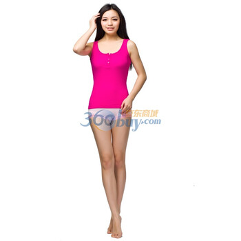 爱帝女士全棉时尚性感蕾丝百搭打底背心6125211211 玫红1611 XL