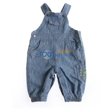 憨笔熊 2012春装新款 全棉柔和型牛仔开裆大PP背带裤 738806 浅牛仔蓝 3/6月