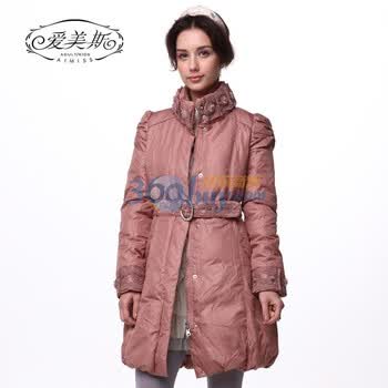 爱美斯立领中长款修身淑女清仓羽绒服正品A115190 橘色 (XL)170/92A