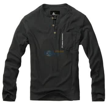 AK男装秋季新品 urbanfucntion亨利领长袖T恤C100017 黑色 XXL
