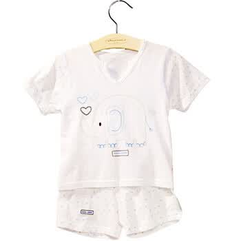 皇家宝贝 男女童夏纯棉新生儿衣服短袖V领套装R50142 白色 100