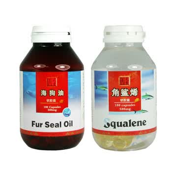 善元堂海狗油软胶囊500mg*100粒+善元堂圣鲨角鲨烯软胶囊 450mg×100粒 缓解疲劳 强化肝脏
