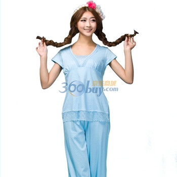 爱帝女士长绒棉家居服9105340911 天兰 XL