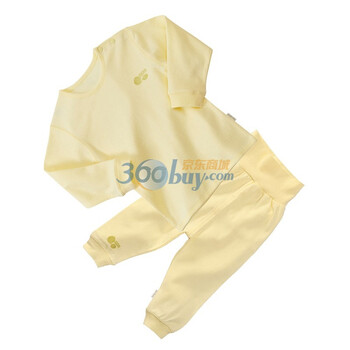 贝贝怡（bornbay）BB306-503 宝宝服 前开扣上衣 高腰护肚 婴儿童装内衣套装 淡黄 90码