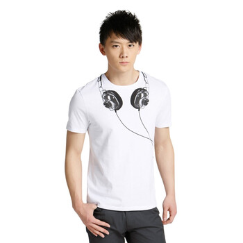 jackjones/杰克琼斯圆领纯棉略修身短袖T恤I(本白)211201072023 195/112A/XXXL