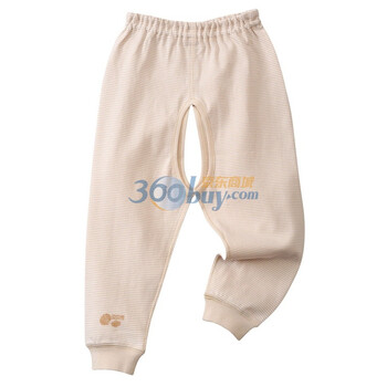 贝贝怡新品四季条纹婴幼儿纯棉衣服/秋裤内衣开裆裤子BB512 杏色 90码