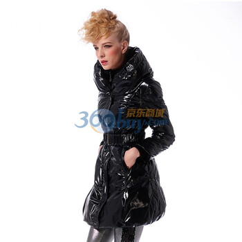 波司登羽绒服 女时尚修身中长款 BR1890 黑色 185/104A(XXXL)