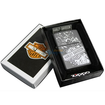 ZIPPO打火机黑哑漆哈雷标志24768