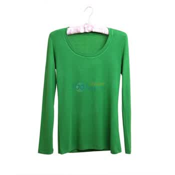 clostyle洛黛尔莫代尔棉长袖百搭多彩糖果色打底外穿两用T-Shirt 绿色 均码