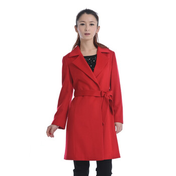 赛斯特西服领长款羊绒大衣N1003 红色 S
