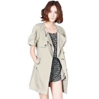 MO&Co.摩安珂 moco 纯色中长款短袖风衣M111DUT14 11卡其色 M