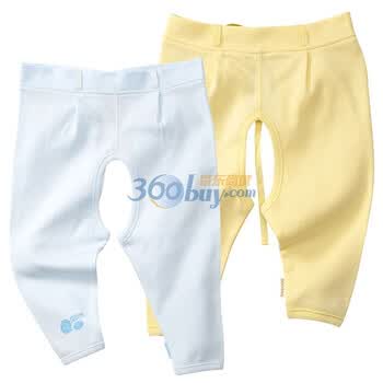 贝贝怡（bornbay） 2J509 宝宝服 新生儿开档绑带裤 婴儿童装内衣2件组合装 淡蓝和淡黄 66码