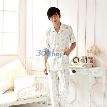 苏泽尔格子字母烧花工艺棉质家居服睡衣男款82017 灰色 XXXL
