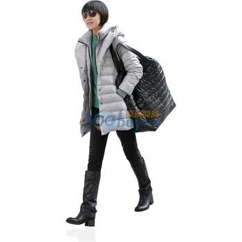 艾米 AMII 帅气修身假两件套纯色保暖羽绒服 11120568 浅灰色 XL