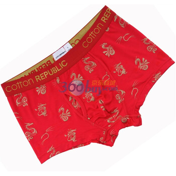 棉花共和国 Cotton Republic 莫代尔 本命幸运金龙 男士 平角内裤 01123119 红色 XXL