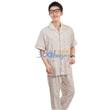 荻嘉茂 时尚舒适纯棉针织家居服套装 41104 卡其 XXL