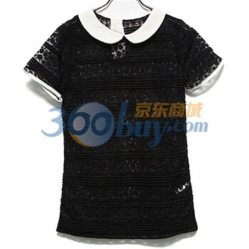 时尚起义 夏装韩国进口可爱娃娃领波点纹路衬衫 女581913 黑色 one