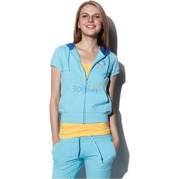 Giordano佐丹奴 外套 女时尚泼彩短袖开胸卫衣 01371402 深蓝色 XL