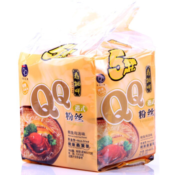香港名牌 寿桃牌QQ粉丝鲍鱼味五连包 袋装 5袋x350g（5小包*70g）