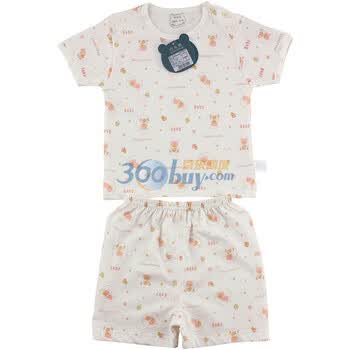 巧尼熊 宝宝服饰 小童短袖短裤肩开内衣夏季套装 3022 印粉 90码