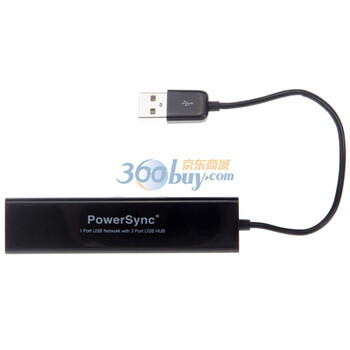 包尔星克(PowerSync) HUNT-100B USB网卡（带3口集线器功能）黑色