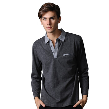 POLO VILLAE保罗威特男士灰色休闲长袖polo衫 PFCAGABCF952 52/XL