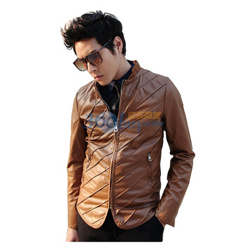 MIX2 2012新款春季新款格纹滚边柔软质地皮衣 L21L01C1 黄色 XXL