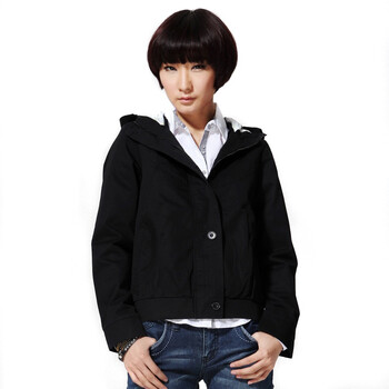 唐狮Tonlion女装连帽韩版长袖外套 原价279 黑色 XL