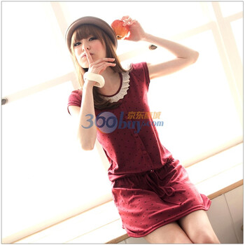 东京着衣 修身女装洞花点点收腰洋装2004291 紅色 均码
