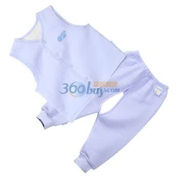 贝贝怡（bornbay） BB113-202 宝宝服 马甲开裆裤保暖套装 淡蓝 86码