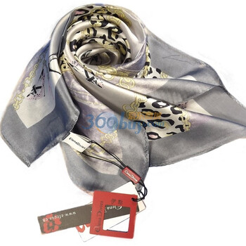 伊点饰品　ELENADIVIES 热销　浪漫豹纹链条印花时尚简约小方巾081100283　丝巾 灰色