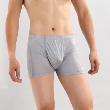 金三塔NZM059100%桑蚕丝针织相拼男士平角内裤加大码 灰色 XL