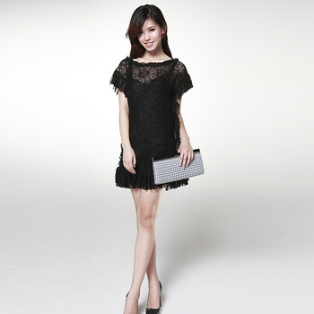 音曲女装 2012春夏新款 蕾丝连衣裙 YLS0461 米色 L