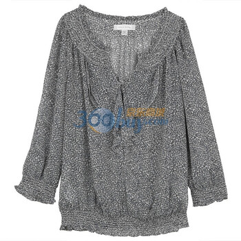 歌莉娅GOELIA衬衫韩版七分袖碎花衬衫109C333W 黑色 M'