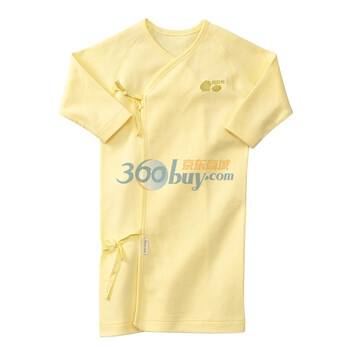 贝贝怡 四季素色贝壳 婴儿纯棉绑带长袍上衣 宝宝睡袍BB309 淡黄 66码