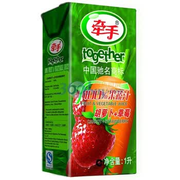 牵手 100%果蔬汁 1L*12盒 胡萝卜+草莓 （限北京地区购买）