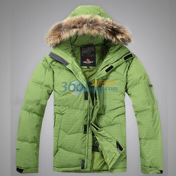 valianly 2011新款男款男羽绒服滑雪服貉子帽毛防水防风透气保暖2199绿54/XXL/185