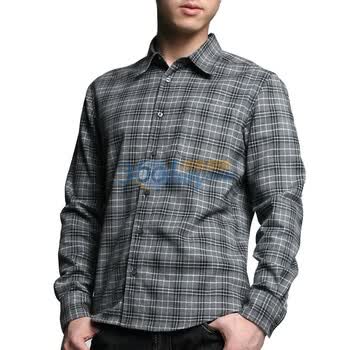 Markless2011秋装新款男士格子长袖衬衫CS11532M 灰白格 XXL