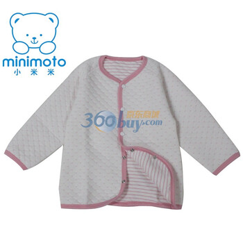 minimoto小米米双面穿对襟上衣YU3005 婴儿服 宝宝纯棉上衣/上装 婴儿保暖内衣 婴儿服装/服饰 粉红 100码