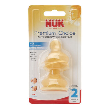 NUK 宽口乳胶奶嘴(2号中圆孔)2只装
