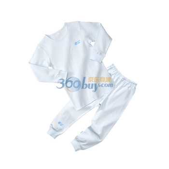 贝贝怡（bornbay） BB802 宝宝服 圆领螺纹套装 婴儿童装内衣 淡蓝 130码