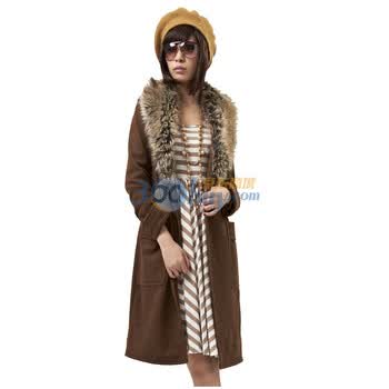 道明Daom秋冬新品 欧美大气修身毛呢大衣女装呢子外套11WF125 啡色 XL