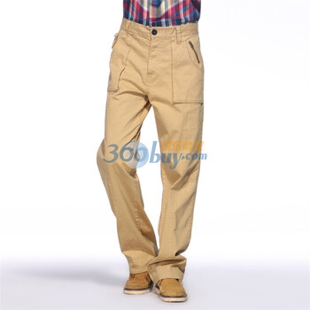 IZOD 秋季新品纯棉多口袋中腰男士休闲裤 3061916204851卡其色185/92A(36)