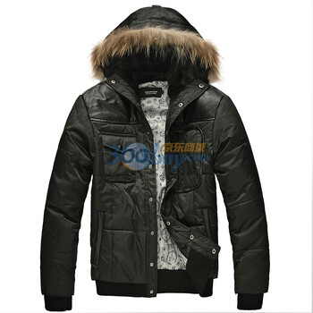 shopzoom新款高贵精致厚织防风面料时尚连帽棉衣[D3011] 绿色 XL