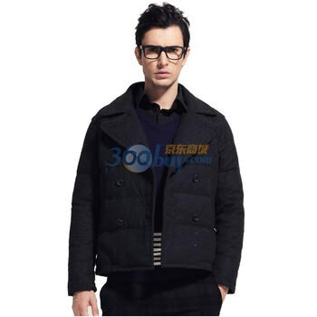 S2CITYLIFE杉杉男装 风尚男装羊毛混纺90%灰鸭绒保暖羽绒服26313003黑色XXL