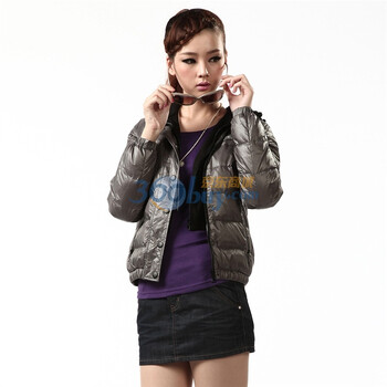 2011年新款 冰洁羽绒服 女式双帽时尚茄克 BG11106 灰色 185/104A(XXXL)