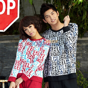 Gainreel歌瑞尔 家居服2012恋爱密码男纯棉两件套睡衣可爱简约运动服套装 灰色 XXL