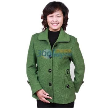 露西法兰 中老年女装冬装新款 妈妈装 加大码短款羊毛尼外套 JS-歌瑞年华1026 绿色 XXXXL